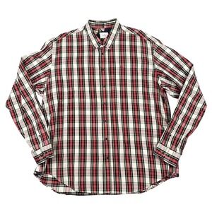 Serge Blanco Shirt Mens 4XL Red Plaid Tartan Button Down Cotton Long Sleeve